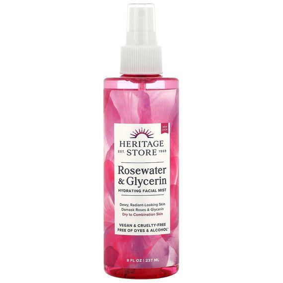 Heritage Store, Rosewater &amp; Glycerin, Hydrating Facial Mist, 8 fl oz (237 ml)