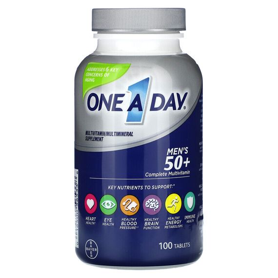 One-A-Day, Men&#39;s 50+, Healthy Advantage, мультивитаминная/мультиминеральная добавка, 100 таблеток
