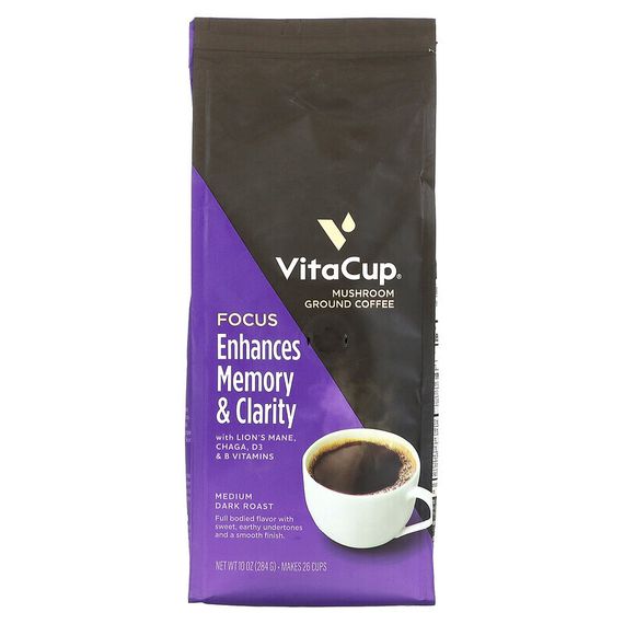 VitaCup, Focus Mushroom Coffee, молотый, средней темной обжарки, 284 г (10 унций)