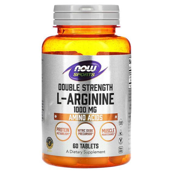 NOW Foods, L-аргинин двойной силы, 1000 мг, 60 таблеток