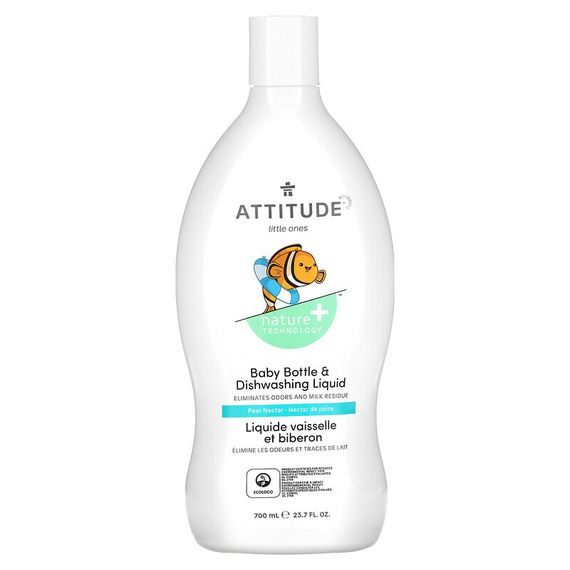ATTITUDE, Little One, жидкость для мытья детских бутылочек и посуды, грушевый нектар, 700 мл (23,7 жидк. унции)