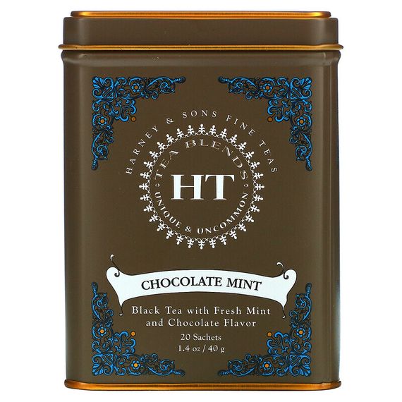 Harney &amp; Sons, HT Tea Blend, со вкусом шоколада и мяты, 20 чайных саше, 40 г (1,4 унции)