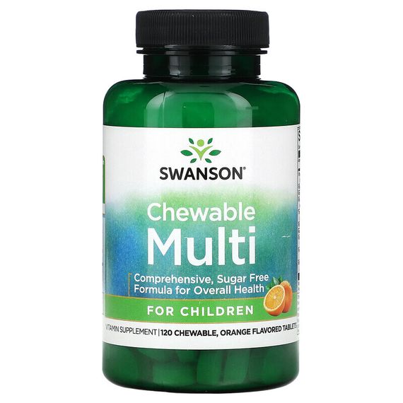 Swanson, Жевательные мультивитамины для детей, апельсин, 120 жевательных таблеток
