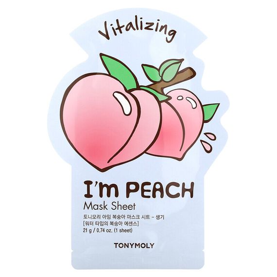 Tony Moly, I&#39;m Peach, тканевая маска для восстановления, 1 шт., 21 г (0,74 унции)