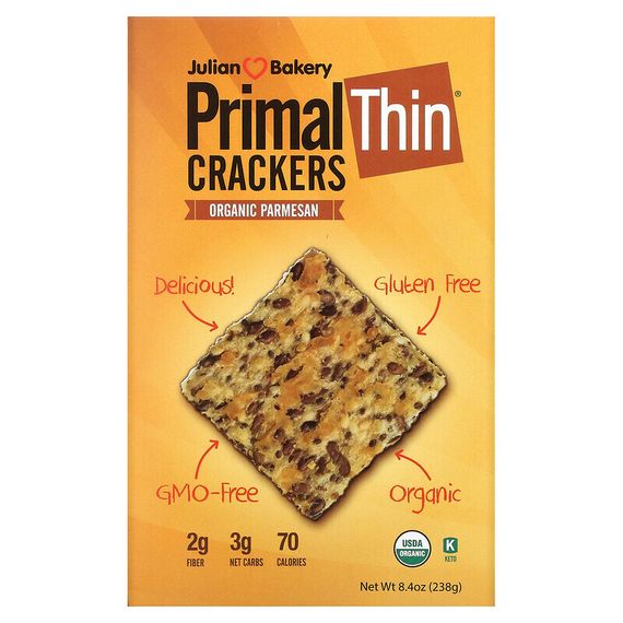 Julian Bakery, крекеры Primal Thin, органический пармезан, 238 г (8,4 унции)