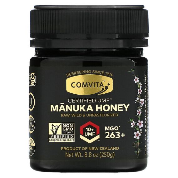 Comvita, необработанный мед манука, Certified UMF 10+ (MGO 263+), 250 г (8,8 унции)