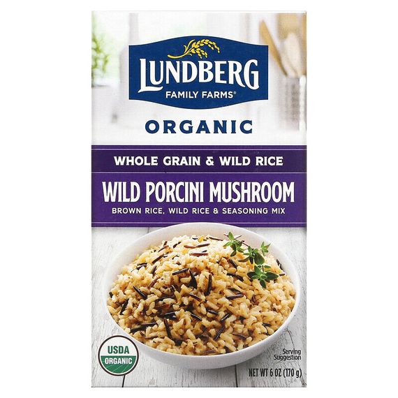 Lundberg, Органический цельнозерновой рис и смесь приправ, рис и дикий рис, дикие белые грибы, 6 унций (170 г)