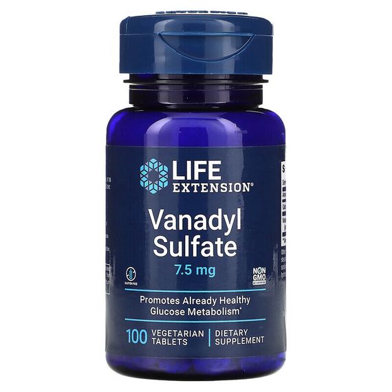 Life Extension, Ванадилсульфат, 7,5 мг, 100 вегетарианских таблеток