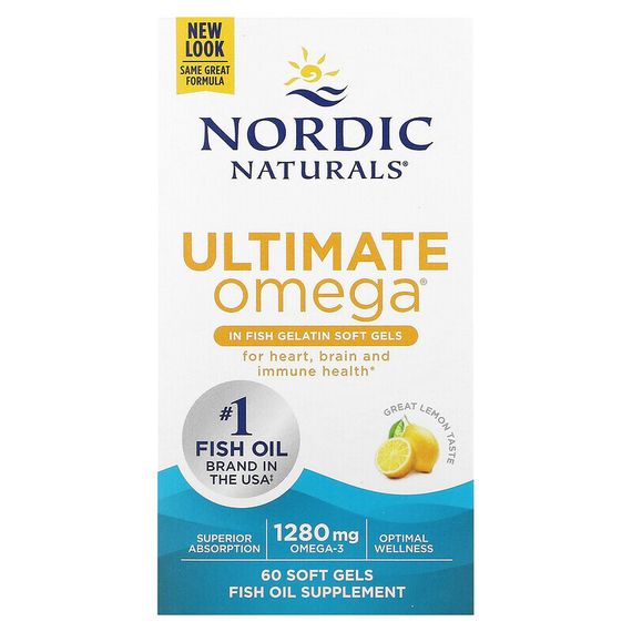 Nordic Naturals, Ultimate Omega, со вкусом лимона, 640 мг, 60 капсул