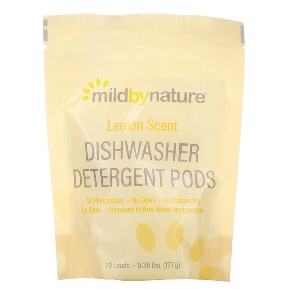 Mild By Nature, Средство для мытья посуды в посудомоечной машине, с ароматом лимона, 10 капсул, 0,39 фунта, 177 г (6,24 унции)