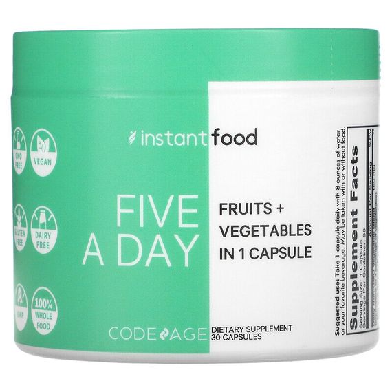 Codeage, Five A Day, фрукты и овощи в 1 капсуле, 30 капсул