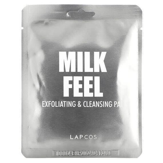 Lapcos, Milk Feel, отшелушивающие и очищающие салфетки, 5 салфеток по 7 г (0,24 унции)
