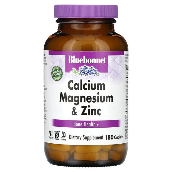 Bluebonnet Nutrition, Calcium Magnesium &amp; Zinc, Bone Health, 180 Caplets