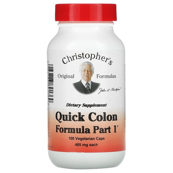 Christopher&#39;s Original Formulas, Quick Colon, средство для здоровья кишечника, этап 1, 485 мг, 100 вегетарианских капсул