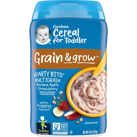 Gerber, Cereal for Toddler, Grain &amp; Grow, Hearty Bits MultiGrain, от 12 месяцев, банан, яблоко и клубника, 227 г (8 унций)
