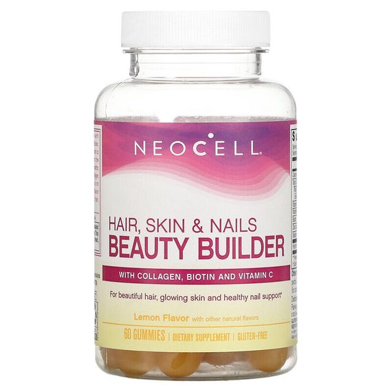 NeoCell, Hair, Skin &amp; Nails Beauty Builder, Lemon, 60 Gummies
