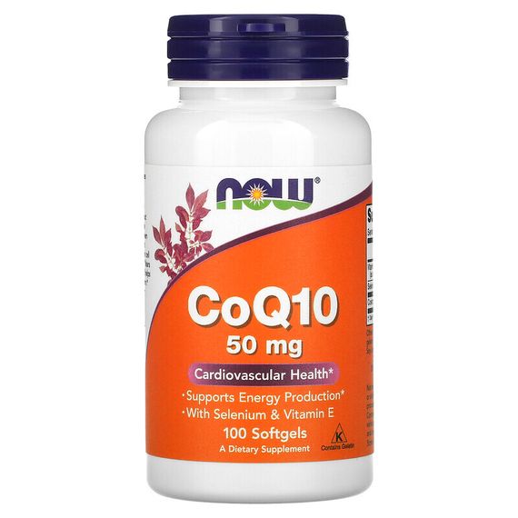 NOW Foods, CoQ10, 50 мг, 100 мягких желатиновых капсул