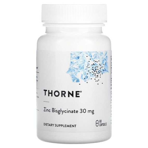 Thorne, бисглицинат цинка, 30 мг, 60 капсул