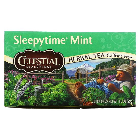 Celestial Seasonings, травяной чай, убаюкивающая мята, без кофеина, 20 чайных пакетиков, 29 г (1,0 унции)