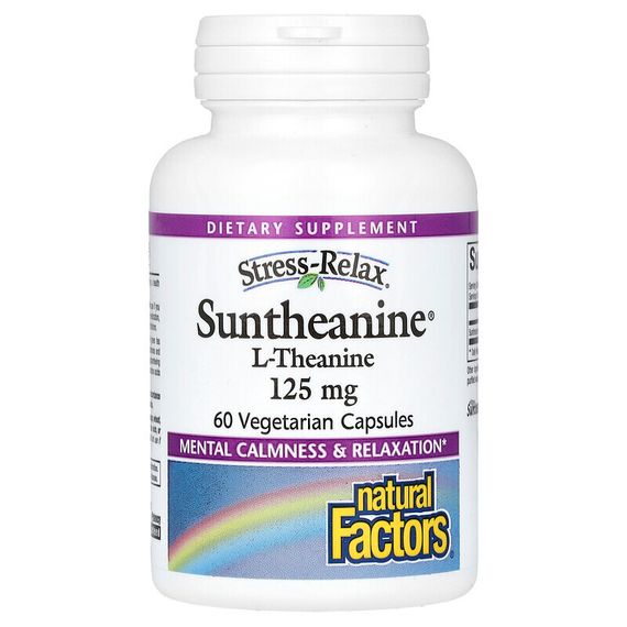 Natural Factors, Stress-Relax, Suntheanine, L-теанин, 125 мг, 60 вегетарианских капсул