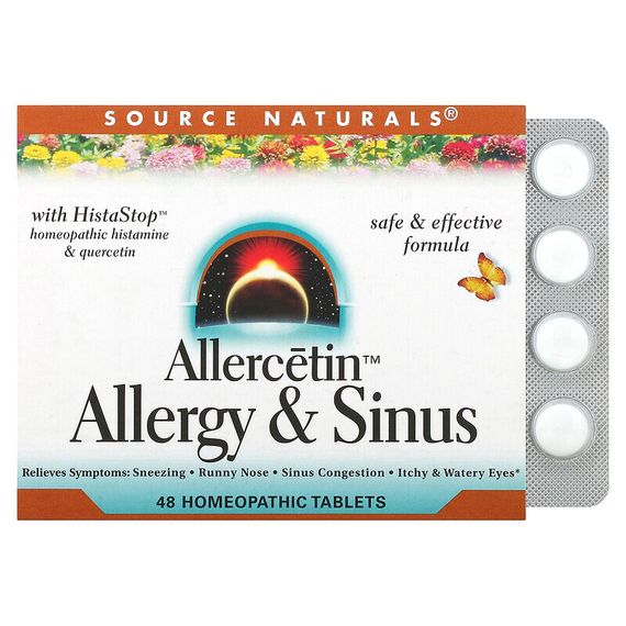 Source Naturals, Allercetin, средство от аллергии и заложенности носа, 48 таблеток