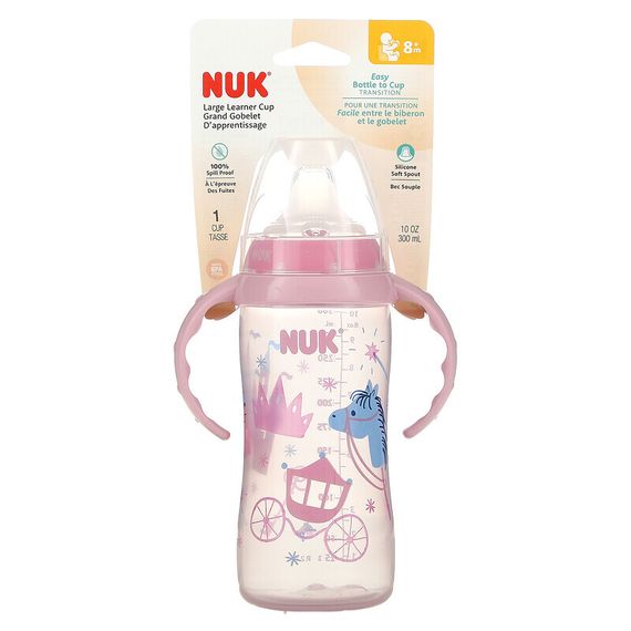 NUK, Large Learner Cup, для детей от 8 месяцев, розовый / розовый, 300 мл (10 унций)