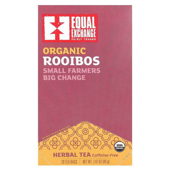 Equal Exchange, Органический ройбуш, травяной чай, 20 чайных пакетиков, 40 г (1,41 унции)