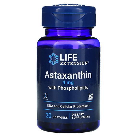 Life Extension, астаксантин с фосфолипидами, 4 мг, 30 капсул