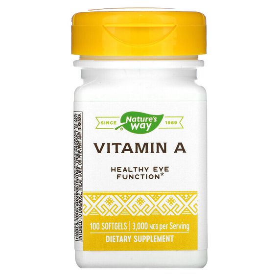 Nature&#39;s Way, витамин A, 3000 мкг, 100 мягких таблеток