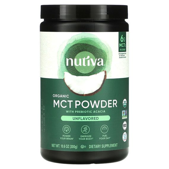 Nutiva, органический порошок MCT, без добавок, 300 г (10,6 унции)