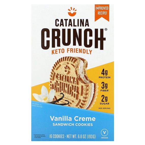 Catalina Crunch, Keto Sandwich Cookies, ванильный крем, 16 штук, 193 г (6,8 унции)