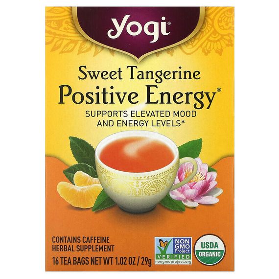 Yogi Tea, Positive Energy, сладкий мандарин, 16 чайных пакетиков, 29 г (1,02 унции)