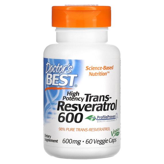 Doctor&#39;s Best, высокоэффективный транс-ресвератрол 600, 600 мг, 60 вегетарианских капсул