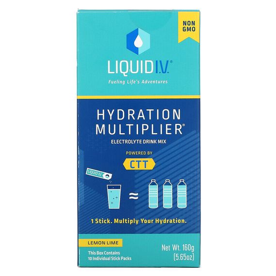 Liquid I.V., Hydration Multiplier, смесь для приготовления электролитов, лимон и лайм, 10 отдельных пакетиков по 16 г (0,56 унции)