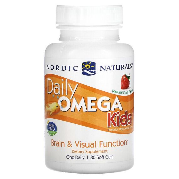 Nordic Naturals, Daily Omega Kids, со вкусом натуральных фруктов, 30 капсул