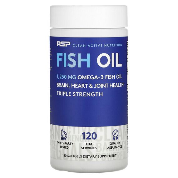 RSP Nutrition, рыбий жир, 1250 мг омега-3, 120 мягких таблеток