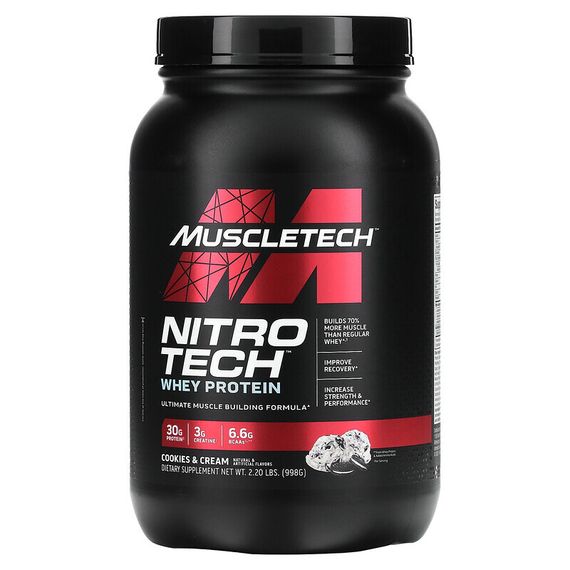 MuscleTech, Nitro Tech, сывороточный протеин, печенье с кремом, 998 г (2,20 фунта)