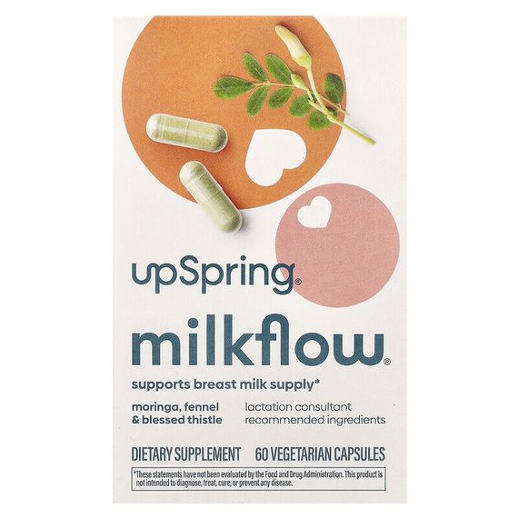UpSpring, MilkFlow, без пажитника, 60 вегетарианских капсул