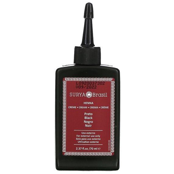 Surya Brasil, хна-крем, краска для волос и кондиционер, черная, 70 мл (2,37 жидк. унции)