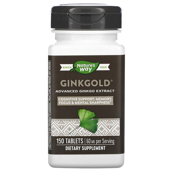 Nature&#39;s Way, Ginkgold, улучшенная формула экстракта гинкго, 60 мг, 150 таблеток