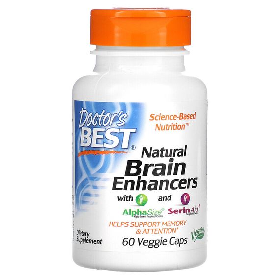 Doctor&#39;s Best, натуральные добавки для поддержки работы мозга с AlphaSize и SerinAid, 60 вегетарианских капсул