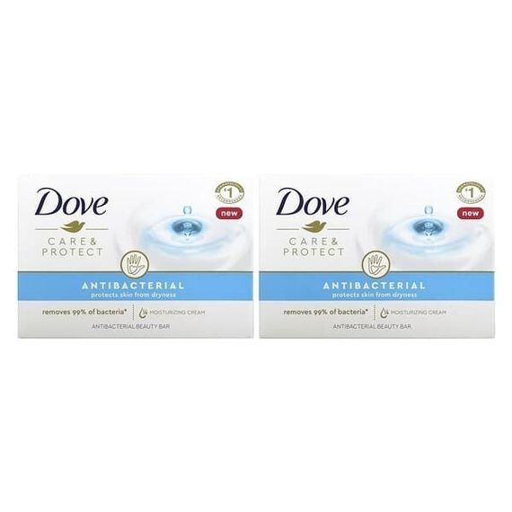 Dove, Care &amp; Protect, антибактериальное косметическое мыло, 2 шт. по 106 г (3,75 унции)