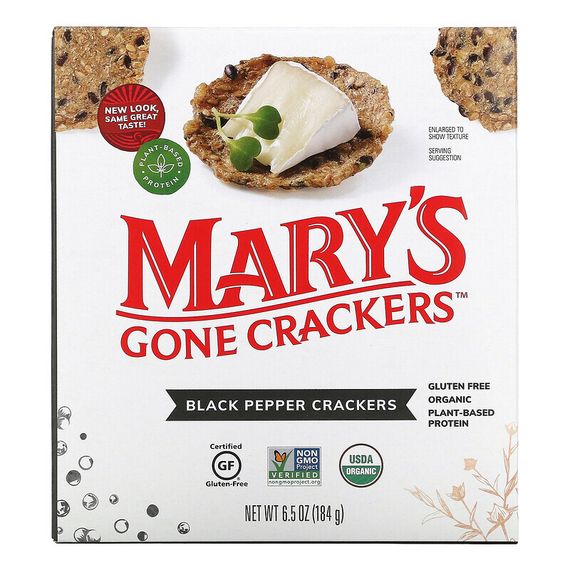 Mary&#39;s Gone Crackers, Крекеры с черным перцем, 184 г (6,5 унции)