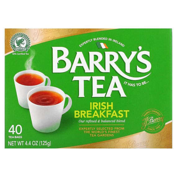 Barry&#39;s Tea, чай «Ирландский завтрак», 40 чайных пакетиков, 125 г (4,4 унции)