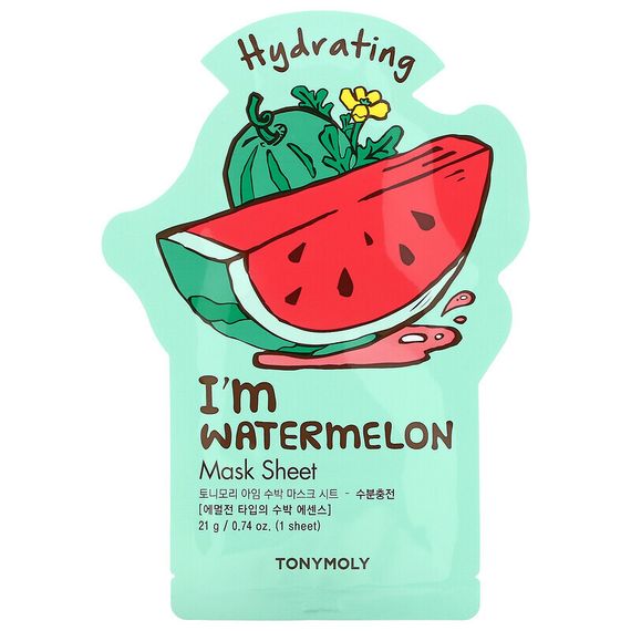 Tony Moly, I&#39;m Watermelon, Hydrating Beauty Mask Sheet, 1 Sheet, 0.74 oz (21 g)