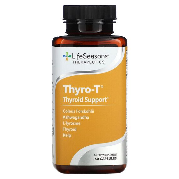 LifeSeasons, Thyro-T, средство для поддержки функции щитовидной железы, 60 вегетарианских капсул