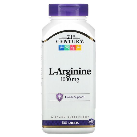 21st Century, L-аргинин, 1000 мг, 100 таблеток