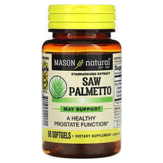 Mason Natural, Saw Palmetto, стандартизированный экстракт, 60 мягких таблеток