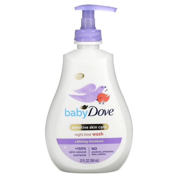 Dove, Для детей, средство для ухода за чувствительной кожей, ночное умывание, успокаивающее увлажнение, 384 мл (13 жидк. Унций)