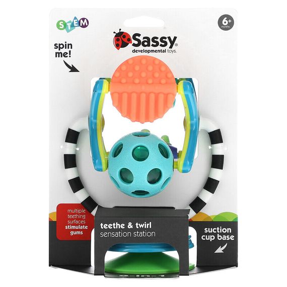 Sassy, Развивающие игрушки, Teeth &amp; Twirl, Sensation Station, от 6 месяцев, 1 штука